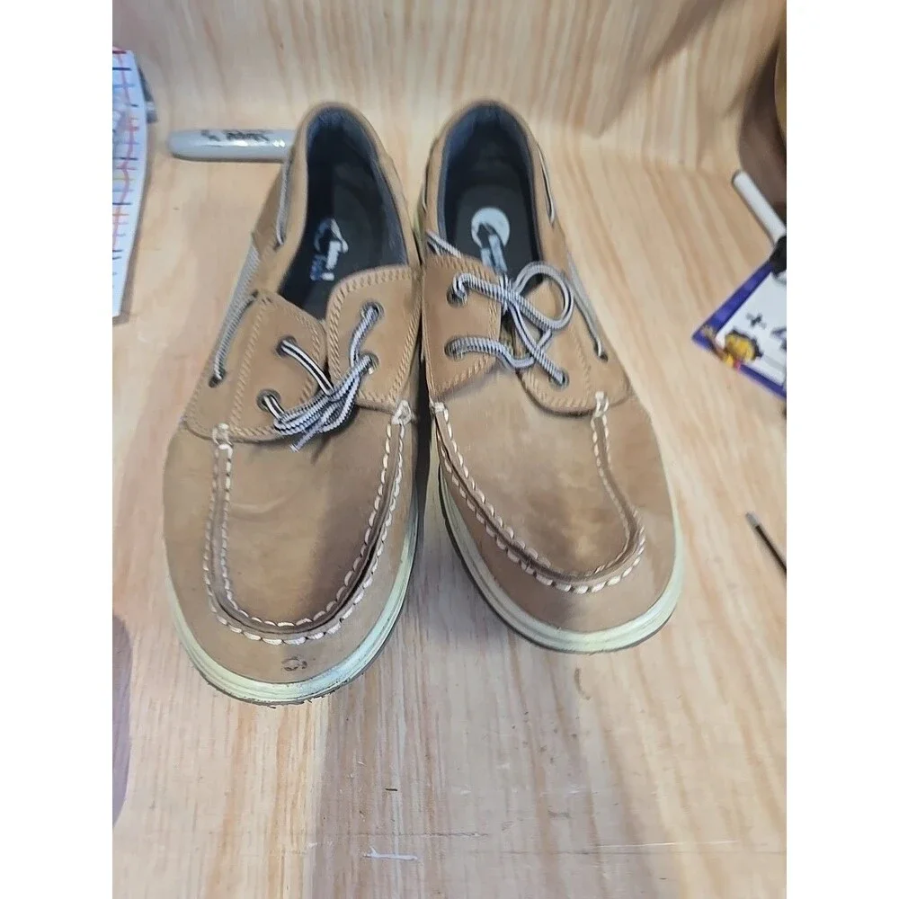 Island Surf Men's Tan Boat Shoes Size 10.5 Casual Preppy Neutral Classic Basic
